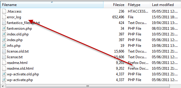 errorlogftp Error log in FTP