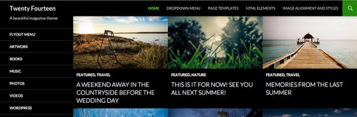 Screenshot of a TwentyFourteen home page