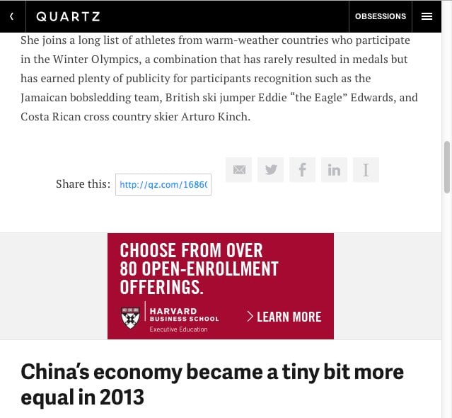 Screenshot of qz.com showing the title of the auto-loaded next post