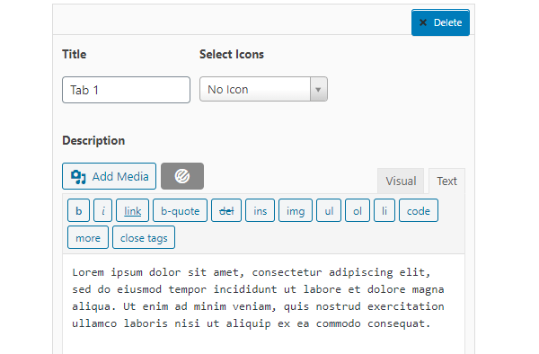 Image of the text editor box within tab ultimate