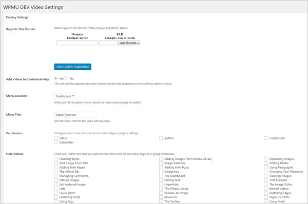 WPMU DEV Video Settings screen