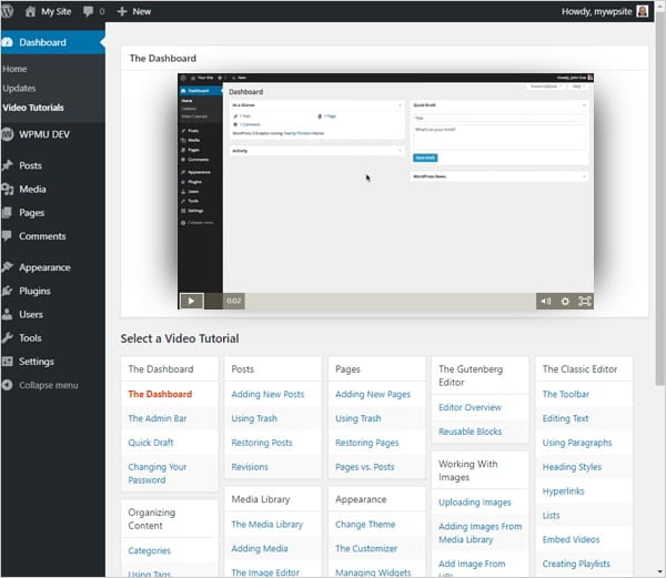 select a video tutorial