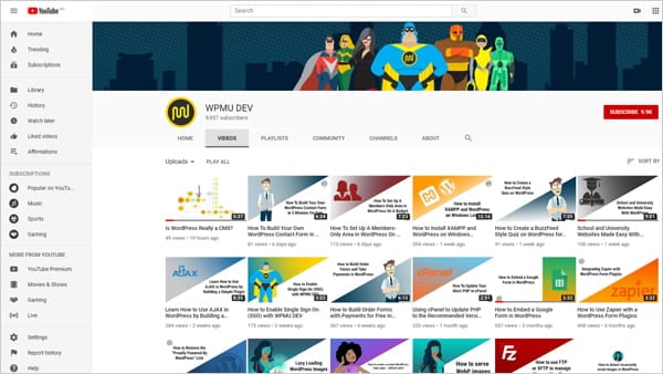 WPMU DEV YouTube channel