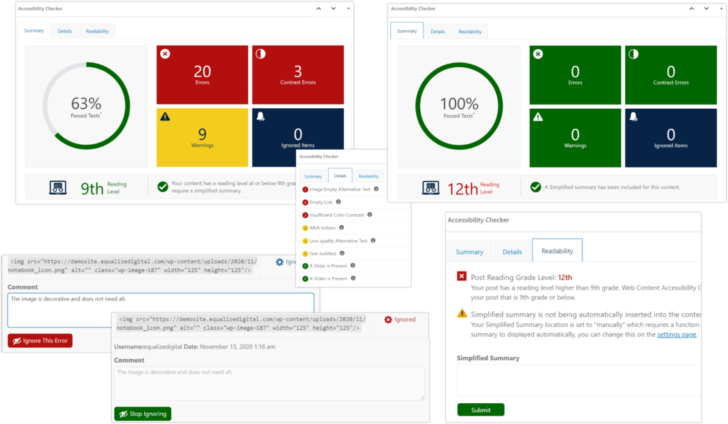 Accessibility Checker screenshots.