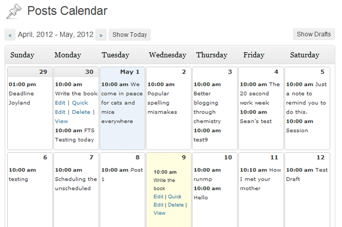 Editorial Calendar