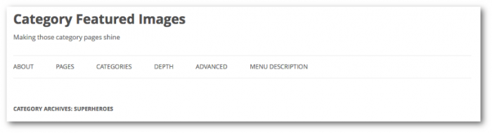 Screengrab showing out-of-the-box Twenty Twelve category page header