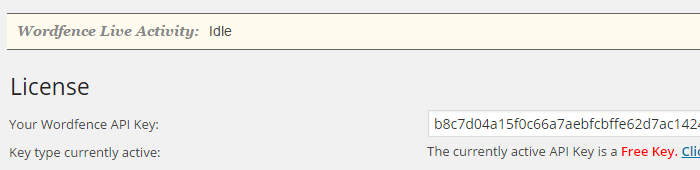 Activate your premium Wordfence options by entering your API key.