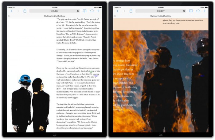 Screenshots of two scenes from the story