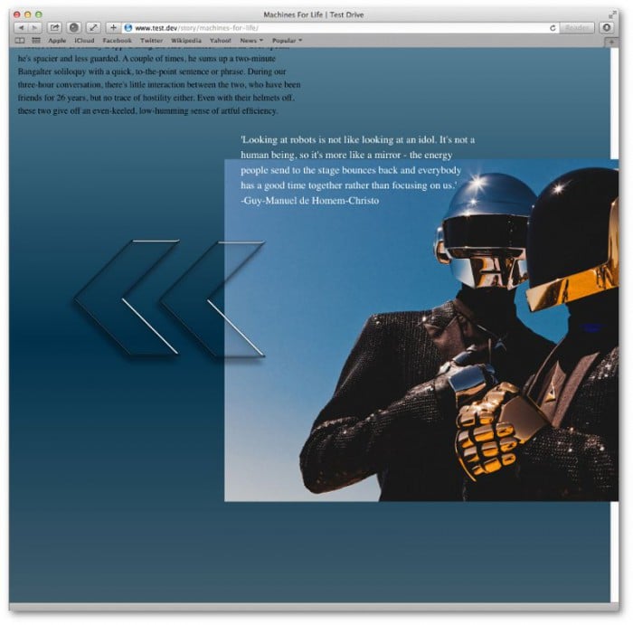 Screenshot of scene sliding in from the right