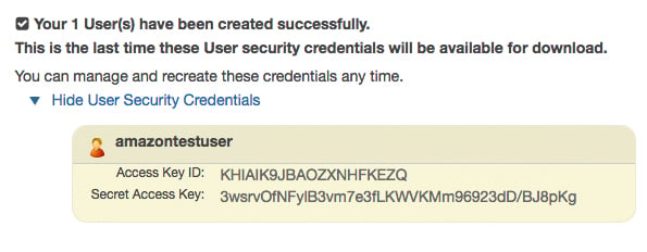 Amazon Access Credentials