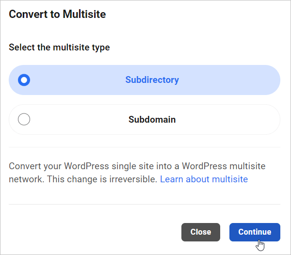 Hub - Convert to Multisite