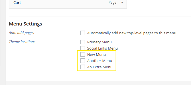 The Menu Settings section.