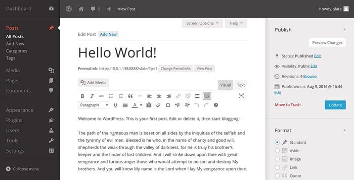 Slate admin theme