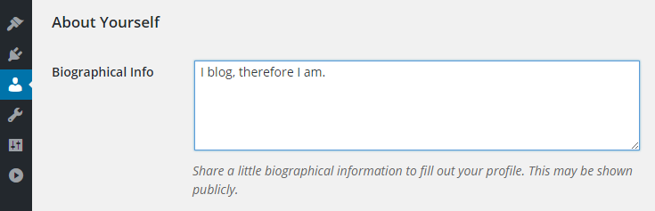 WordPress User Profile screen