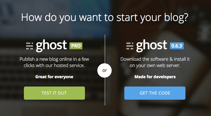 Ghost signup screen