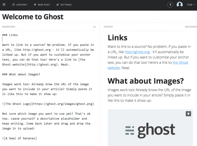 Ghost post editor
