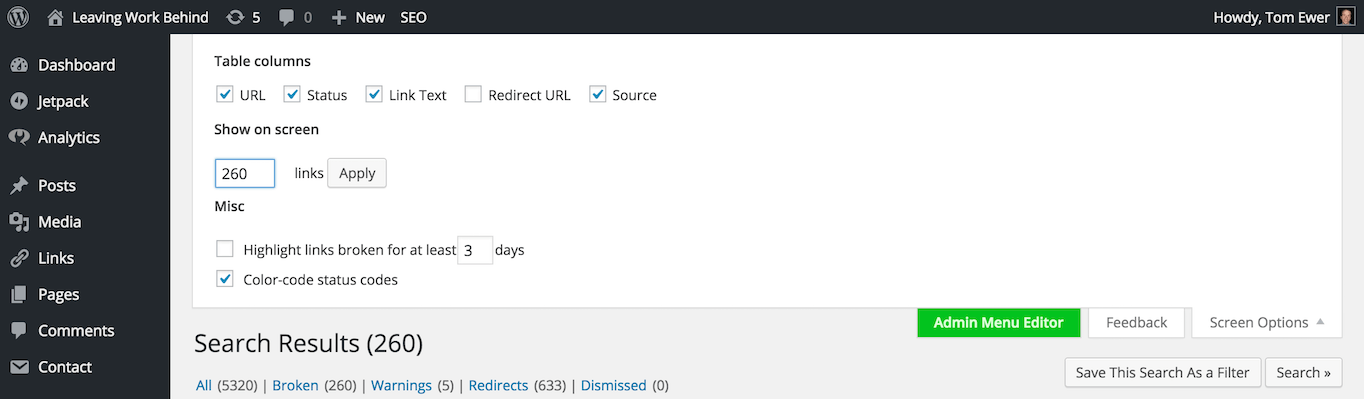 Show more broken links on screen