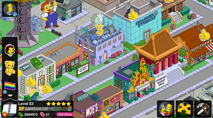 A look at The Simpsons: Tapped Out in game.