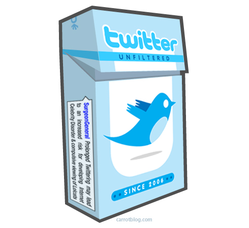 A fictitional carton of Twitter, unfiltered cigarettes.