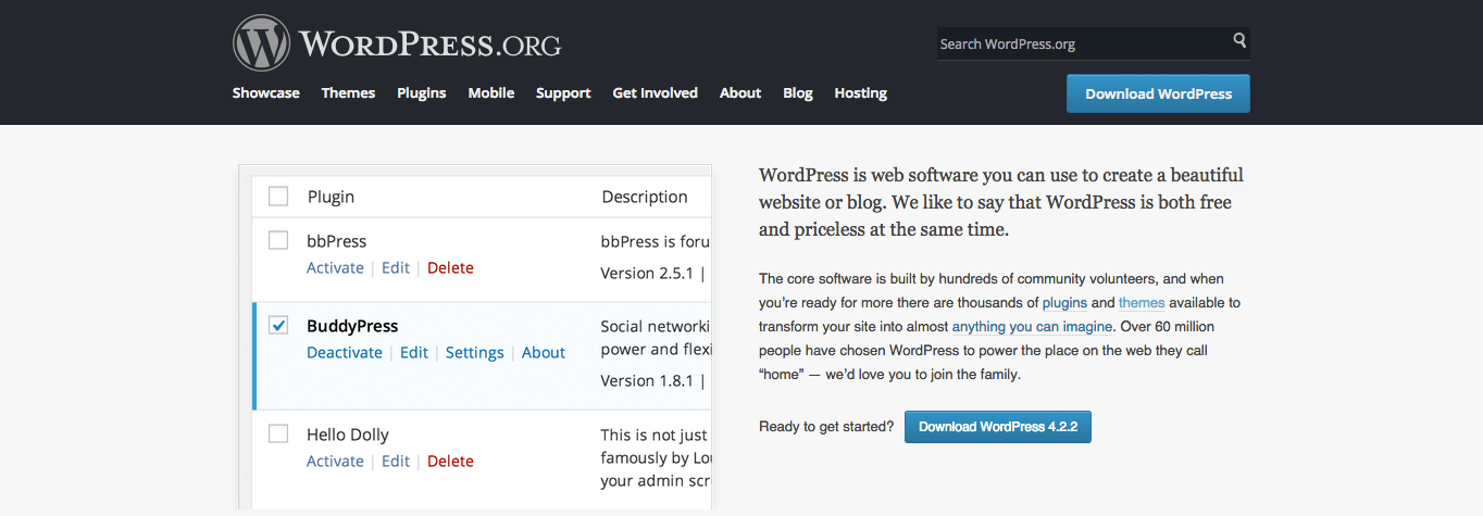 The current incarnation of the WordPress.org website