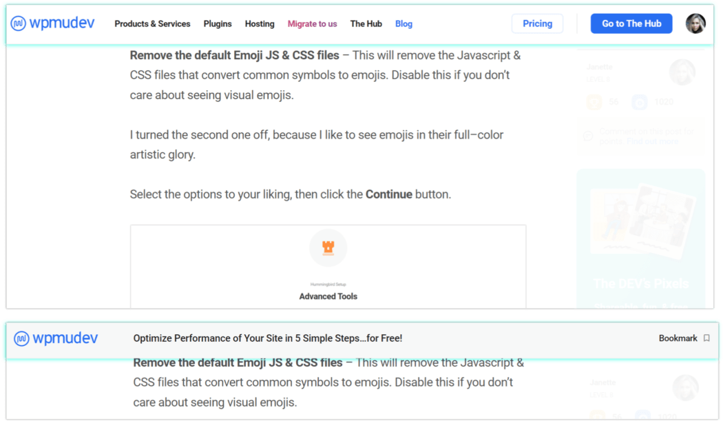 wpmu dev fixed navigation menu