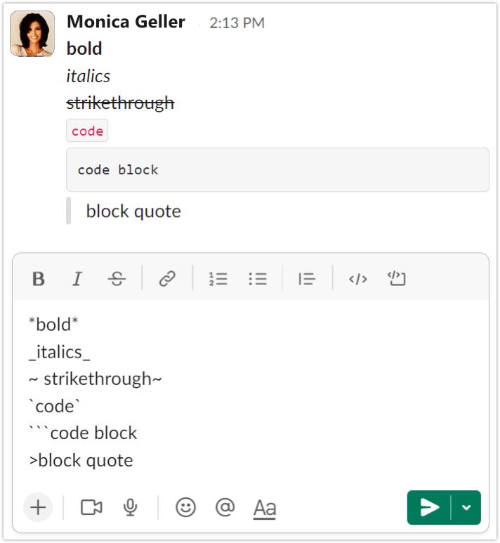 Text formatting shortcuts