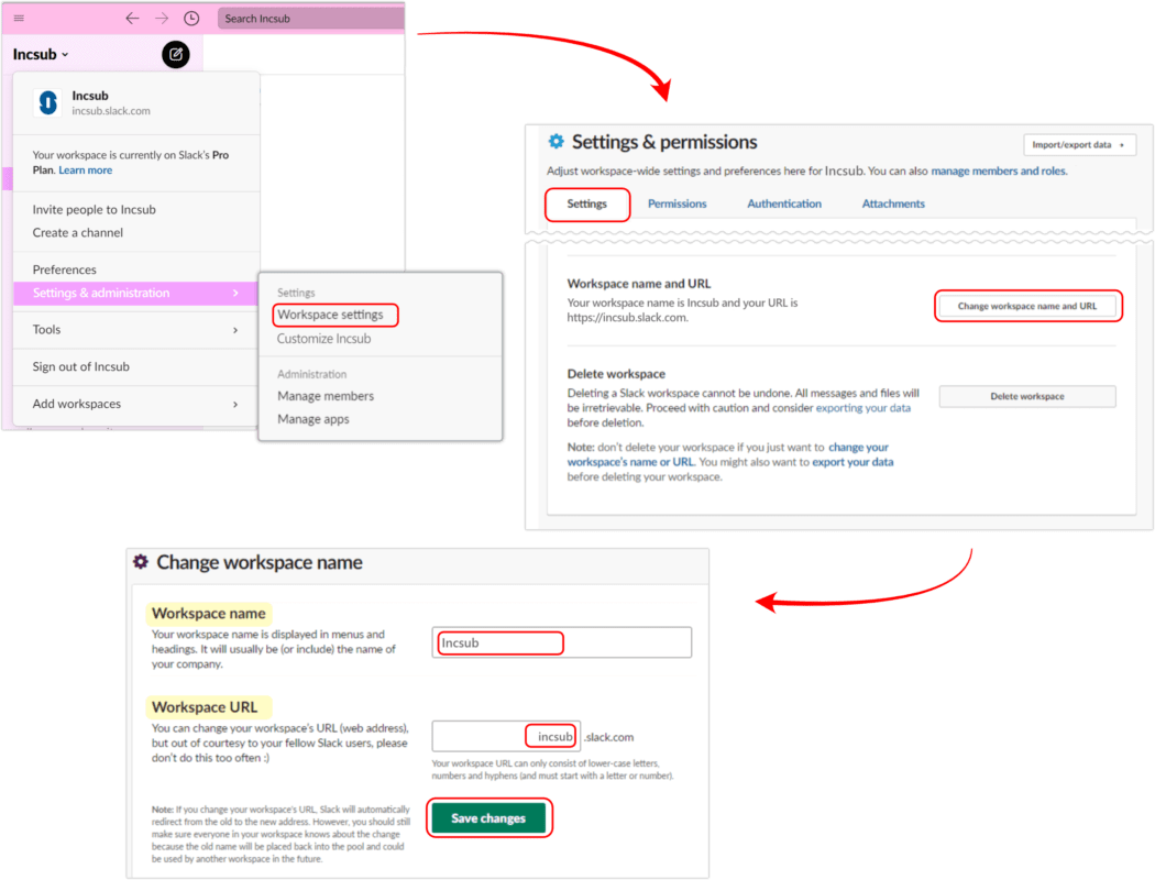 Change Workspace Name & URL