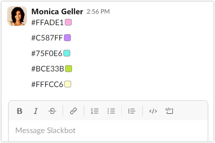 Generate Hex code color swatches