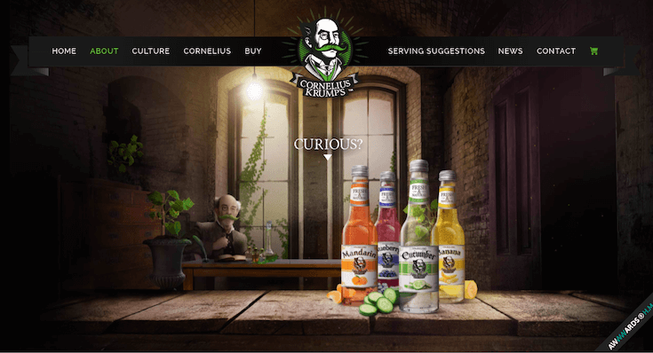 This playful beverage site keeps visitors engaged right to the bottom of the page.