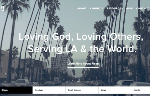 Risen Church uses subtle layering to build a dynamic and interactive user experience.