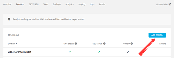Adding a Domain in WPMU DEV Hosting