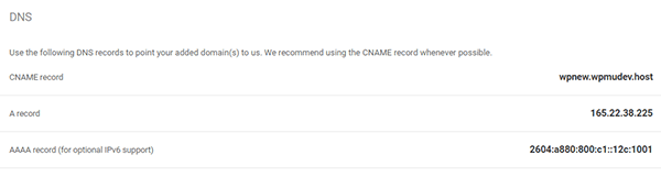 WPMU DEV Hosting dashboard, Domains tab