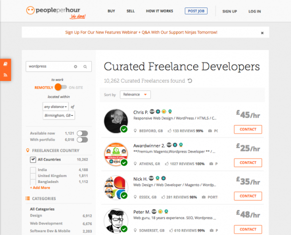 people per hour - freelancer listings