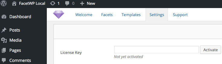Activating FacetWP