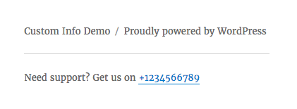The client's contact information is displayed on his site using a global variable.