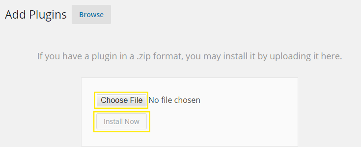 Upload plugin page