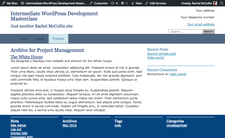 Service taxonomy archive page