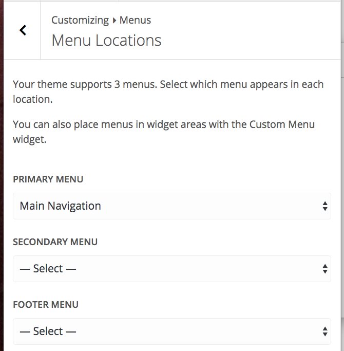 The Menu Locations option in "Menus"