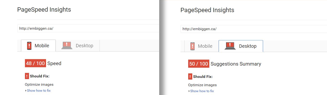Final PageSpeed Insights score