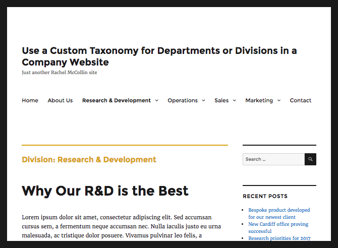 taxonomy archive with yellow styling