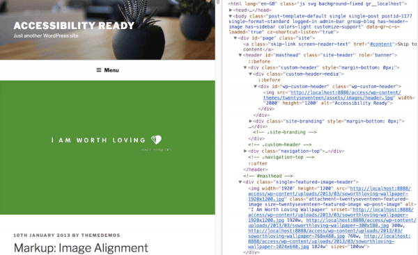 Twenty Seventeen theme’s implementation of alt text.