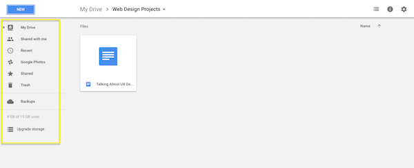 Google Drive features a left-hand sidebar.