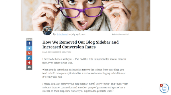 Impact removed its sidebar to increased its conversion rates.