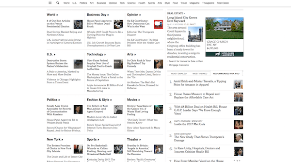 The New York Times website is pretty busy.