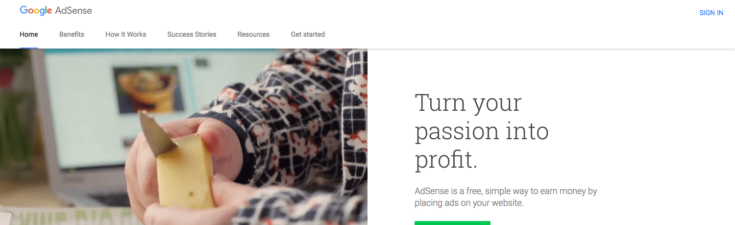 Google AdSense website
