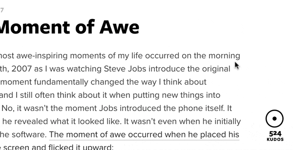 Giving kudos to a Svbtle article