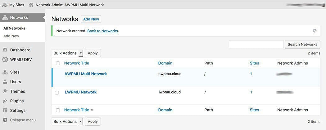 Two networks on a multi-network.