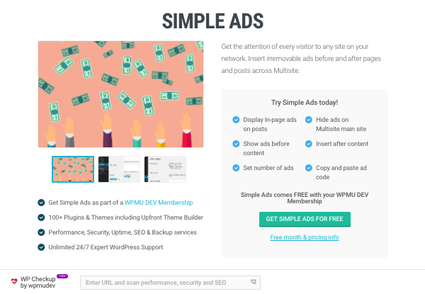 WPMU DEV Simple Ads plugin
