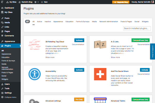 A look at some of the Edublogs plugins