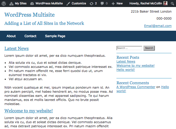 starting home page with no site of sites